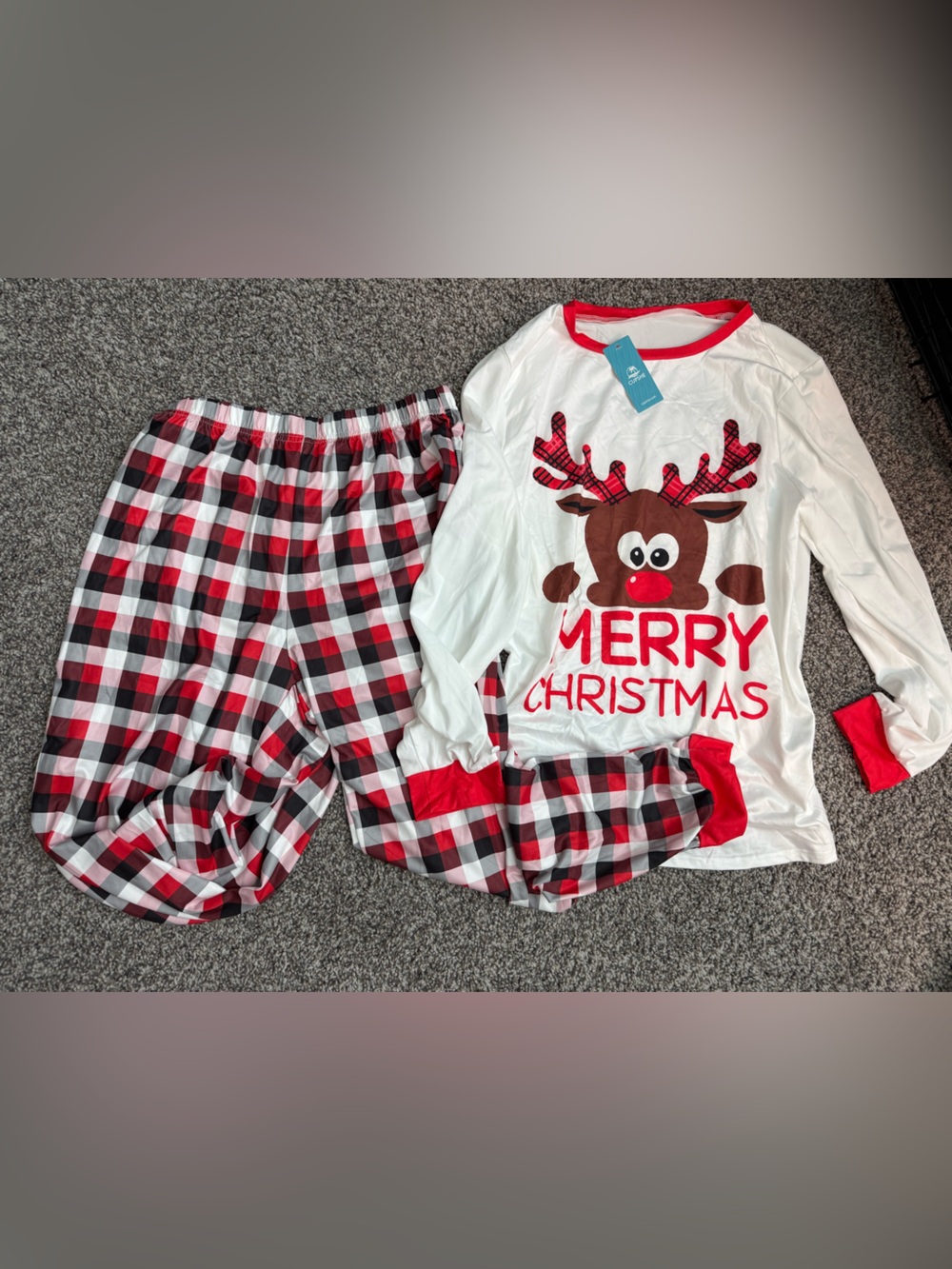 Cupshe Red, White & Black Reindeer Merry Christmas Women’s Pajama Set